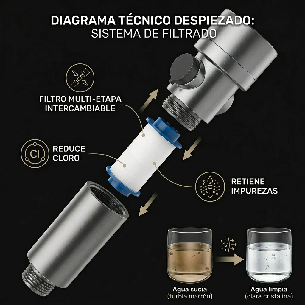 Cabezal de ducha de alta presión con filtro