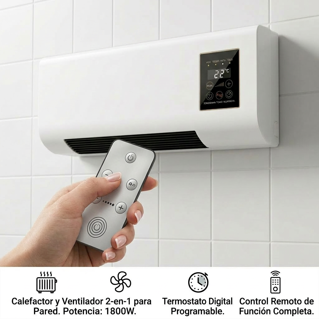 Calefactor y ventilador de pared 1800W